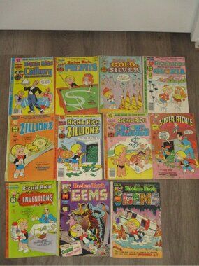 Harvey Richie Rich Lot of 11 Vintage Comic Profits Gloria Cadbury Gold Silver